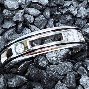 Verragio Men's Platinum Diamond Black Enamel Band Ring Sz 11.75